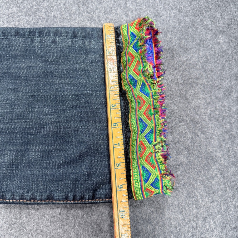 Rock & Roll Cowgirl Riding Jeans 32x30 Dark Wash Embroidered Fringe Hem Boho - Picture 10 of 13